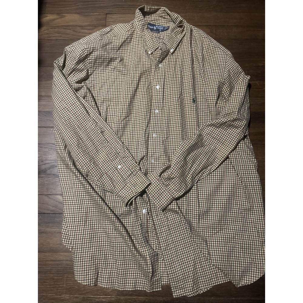 Ralph Lauren Shirt Mens 3XLT Multicolor Plaid Long Sleeve Button Front Pony Logo